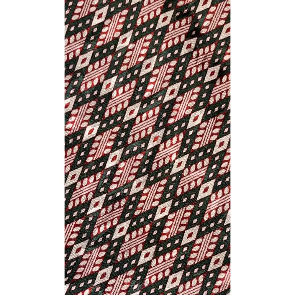 Vintage FENDI Silk Neck Tie - Green & Red Geometric - 4